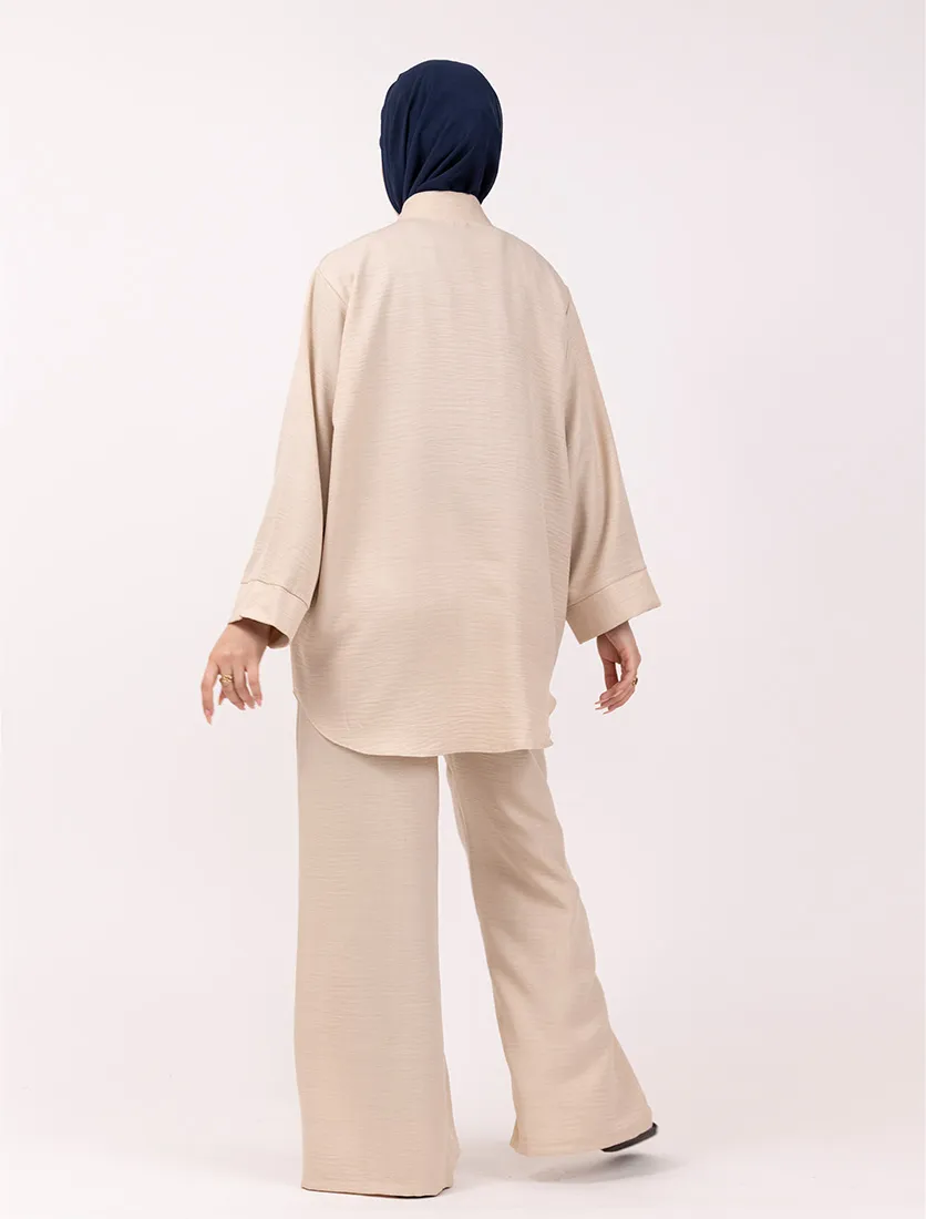 Beige Linen Feel Co Ord